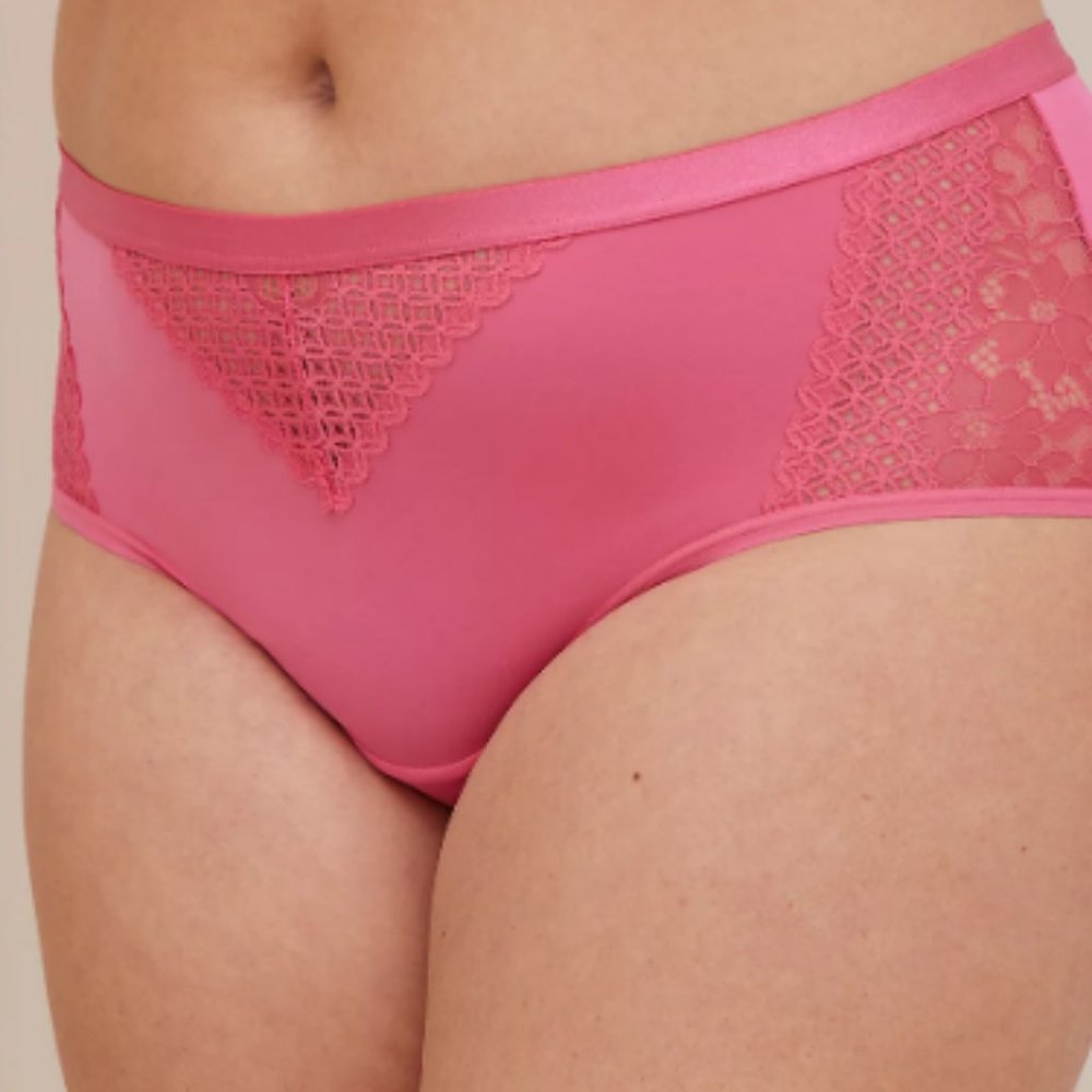 Torrid Womens Size 4 Fandango Pink Cheeky Panty Microfiber & Lace Pink NEW NWT